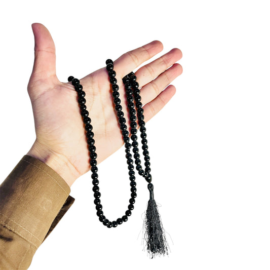 Black Aqeeq Tasbeeh (8 mm | 100 Beads)