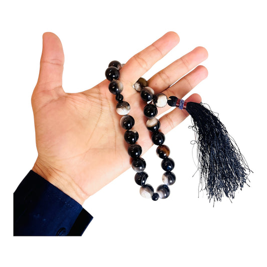 Black Sulemani Aqeeq Tasbeeh (14 mm | 21 Beads)