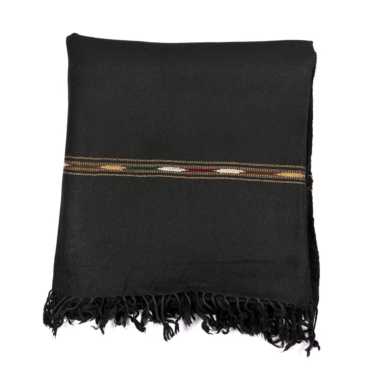 HANDMADE SWATI WOOLEN SHAWL (black color 480-g)