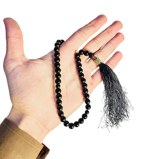 Black Aqeeq Tasbeeh (8 mm | 33 Beads)