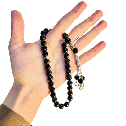 Black Aqeeq Tasbeeh (10 mm | 33 Beads)