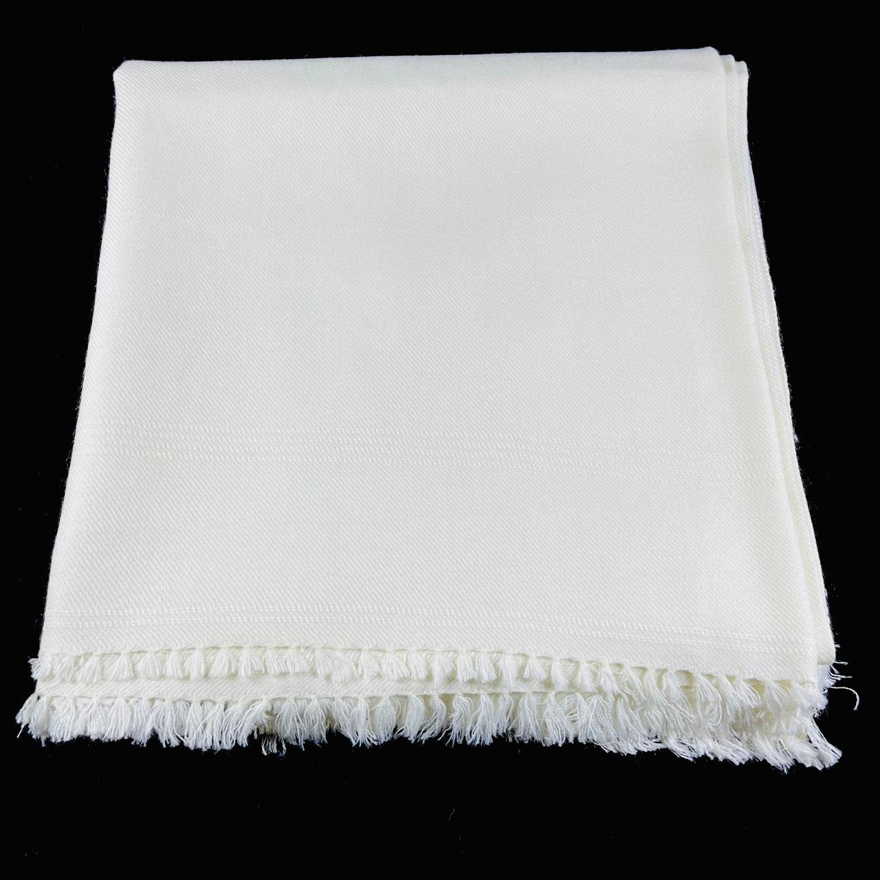 HANDMADE SWATI WOOLEN SHAWL (plain off-white 480-g)