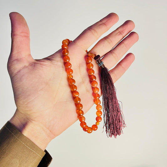Yamni Red Aqeeq Stone Tasbeeh (10 mm | 33 Beads)