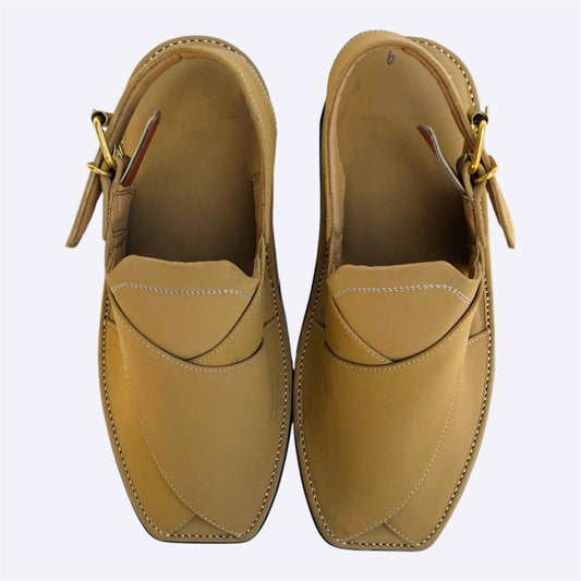 Royal Zardari Leather Chappal (Camel)