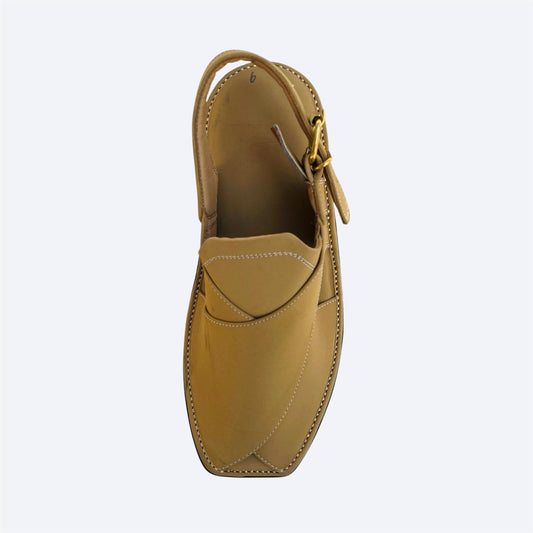 Royal Zardari Leather Chappal (Camel)