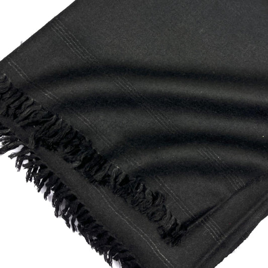 HANDMADE SWATI WOOLEN SHAWL (plain black 480-g)
