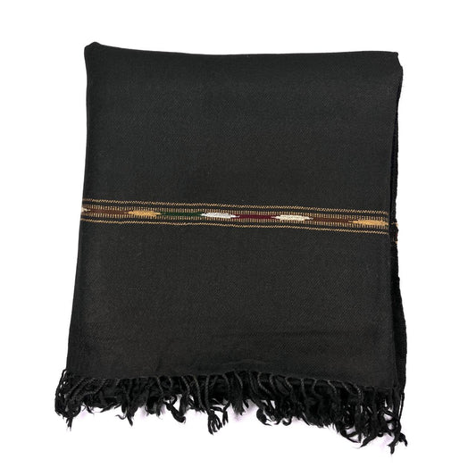 HANDMADE SWATI WOOLEN SHAWL (black color 480-g)