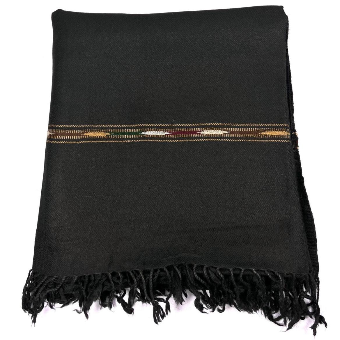 HANDMADE SWATI WOOLEN SHAWL (black color 480-g)